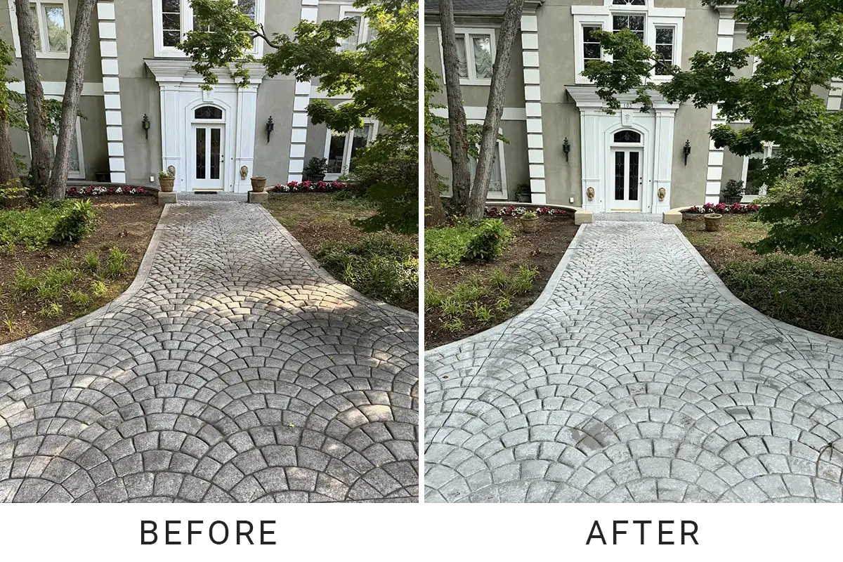 Example of a Pressure Washed Walkway Before & After